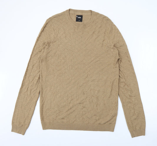 Burton Mens Beige Crew Neck  Acrylic Pullover Jumper Size M