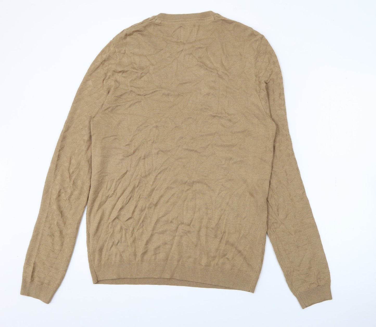 Burton Mens Beige Crew Neck  Acrylic Pullover Jumper Size M