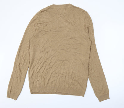 Burton Mens Beige Crew Neck  Acrylic Pullover Jumper Size M