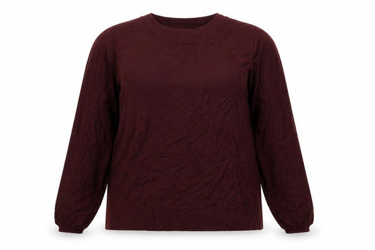 Front view of Street One women’s red crew neck viscose jumper, size UK 16