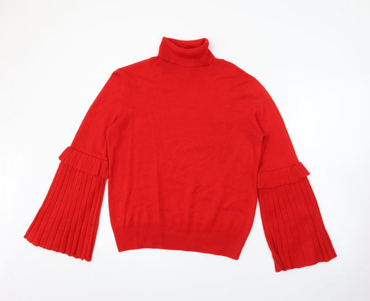 TU Mens Red Roll Neck  Acrylic Pullover Jumper