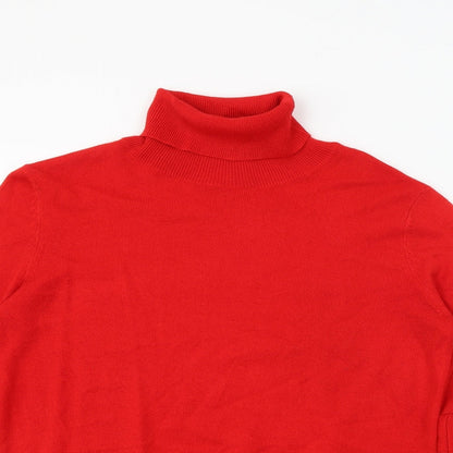 TU Mens Red Roll Neck  Acrylic Pullover Jumper