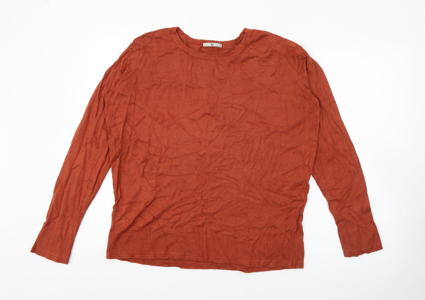 TU Womens Brown Crew Neck  Viscose Pullover Jumper Size 16