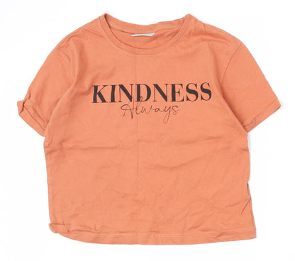 Matalan Girls Orange  100% Cotton Basic T-Shirt Size 10 Years Round Neck Pullover