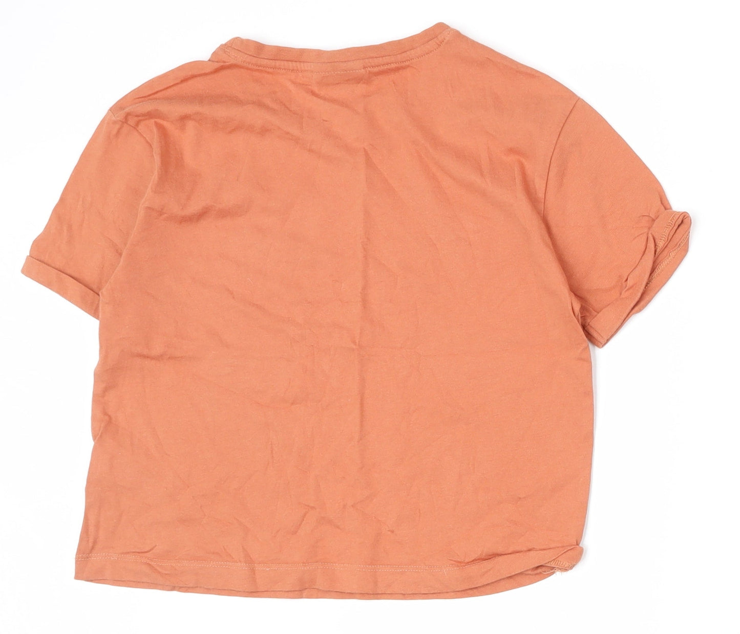 Matalan Girls Orange  100% Cotton Basic T-Shirt Size 10 Years Round Neck Pullover