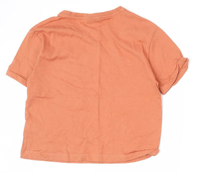 Matalan Girls Orange  100% Cotton Basic T-Shirt Size 10 Years Round Neck Pullover