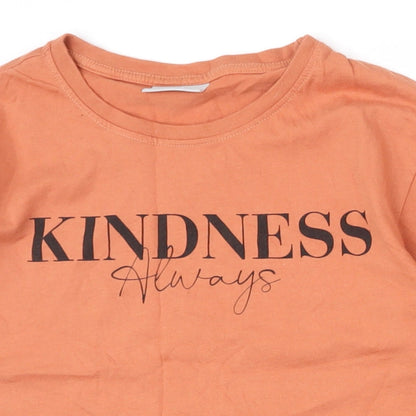 Matalan Girls Orange  100% Cotton Basic T-Shirt Size 10 Years Round Neck Pullover