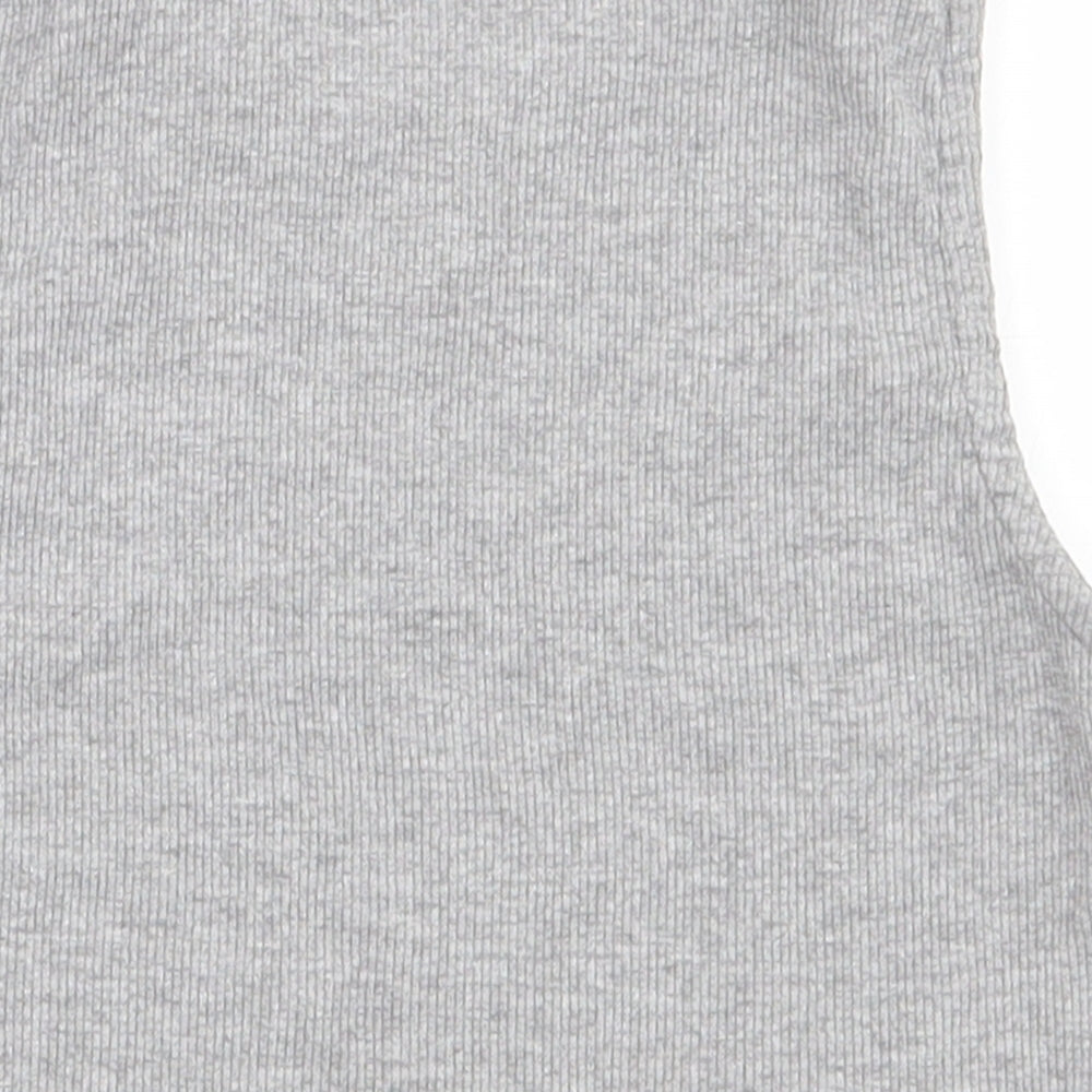 Primark Girls Grey  Cotton Cropped Tank Size 9-10 Years Round Neck Pullover