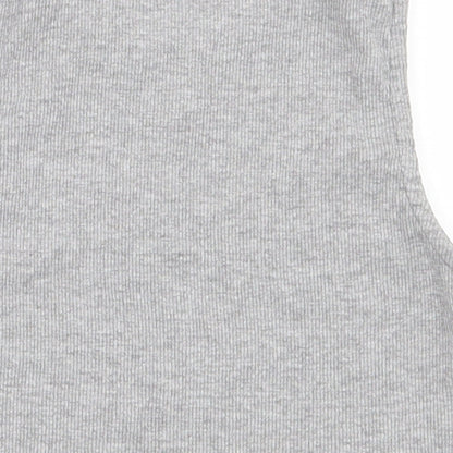 Primark Girls Grey  Cotton Cropped Tank Size 9-10 Years Round Neck Pullover