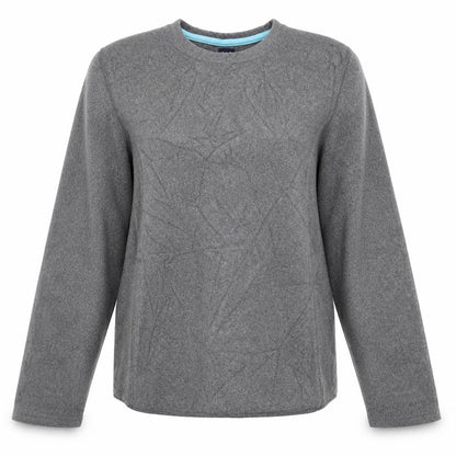 Front view of Gap women’s grey polyester pullover sweatshirt, size L, pullover