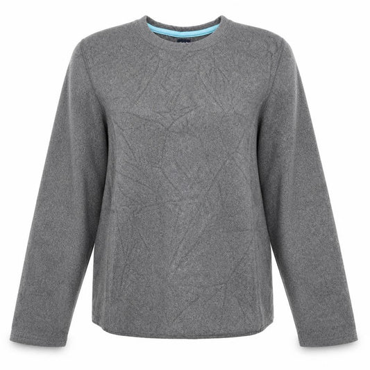 Front view of Gap women’s grey polyester pullover sweatshirt, size L, pullover