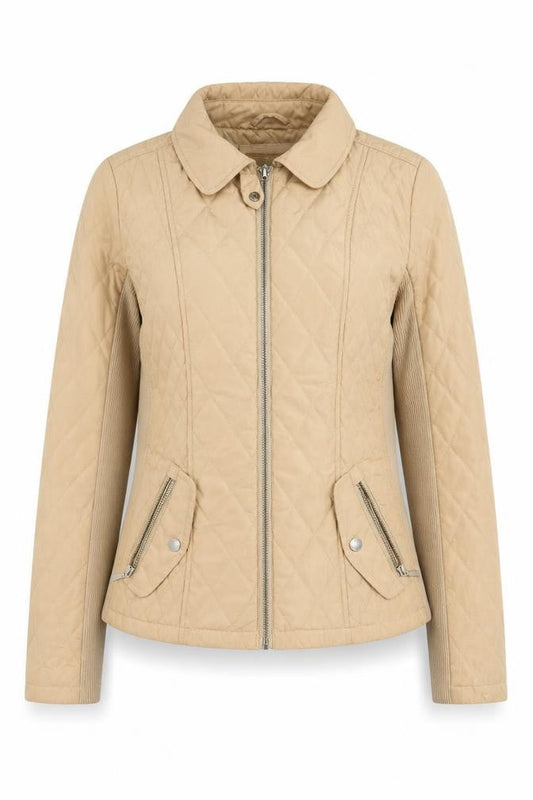 Womens UK Size 12 Per Una Beige Quilted Coat