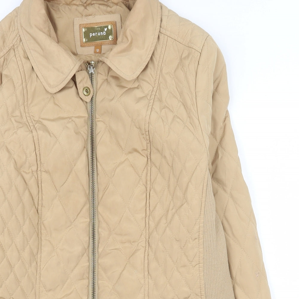 Womens UK Size 12 Per Una Beige Quilted Coat
