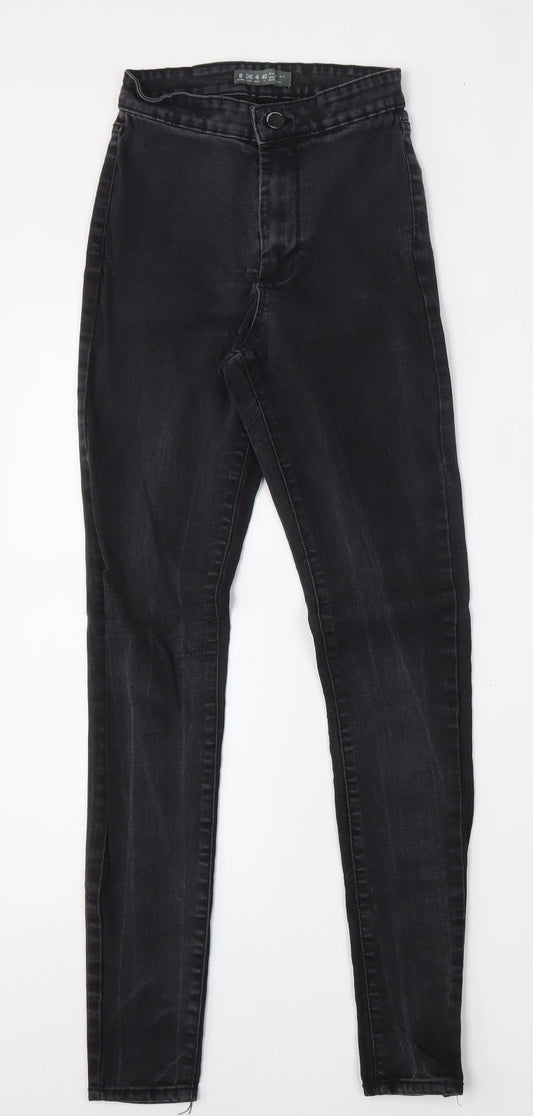 Denim & Co. Womens Black  Cotton Skinny Jeans Size 8 L32 in Regular Button