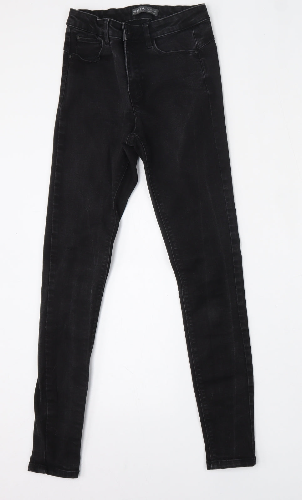 Denim & Co. Womens Black  Cotton Skinny Jeans Size 10 L28 in Regular Button