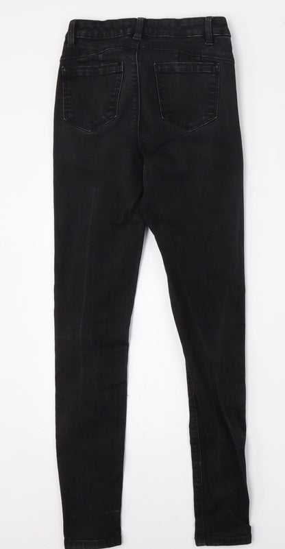 Denim & Co. Womens Black  Cotton Skinny Jeans Size 10 L28 in Regular Button