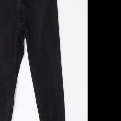 Denim & Co. Womens Black  Cotton Skinny Jeans Size 10 L28 in Regular Button