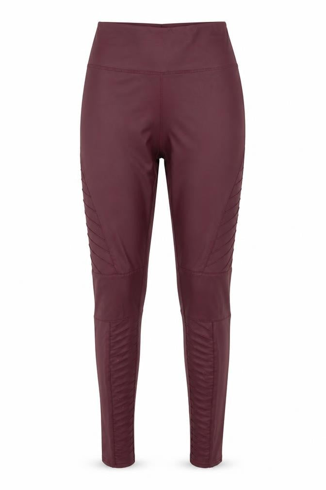 Front view of Yu & Me women’s red polyamide trousers, size S, 26-inch leg regular - leather trousers