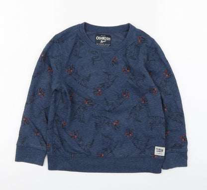 OshKosh B’gosh Boys Blue Geometric Cotton Pullover Sweatshirt Size 7 Years   - Dinosaur