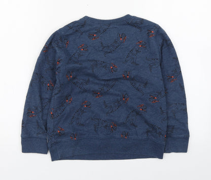 OshKosh B’gosh Boys Blue Geometric Cotton Pullover Sweatshirt Size 7 Years   - Dinosaur