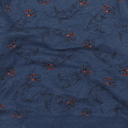 OshKosh B’gosh Boys Blue Geometric Cotton Pullover Sweatshirt Size 7 Years   - Dinosaur