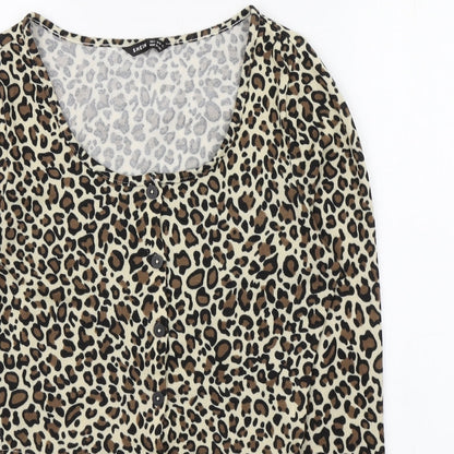 SheIn Womens Brown Animal Print Polyester Basic T-Shirt Size S Scoop Neck