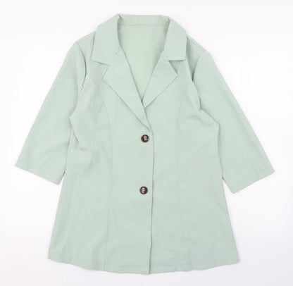 SheIn Womens Green   Overcoat Jacket Size M  Button