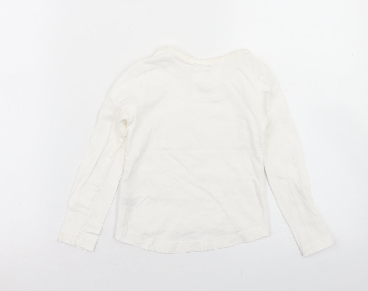Dunnes Stores Girls Ivory  Cotton Basic T-Shirt Size 3 Years Crew Neck  - Queen