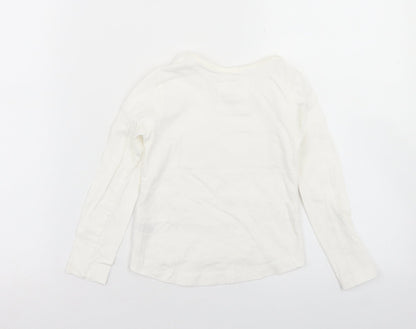 Dunnes Stores Girls Ivory  Cotton Basic T-Shirt Size 3 Years Crew Neck  - Queen