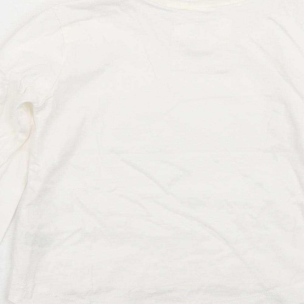 Dunnes Stores Girls Ivory  Cotton Basic T-Shirt Size 3 Years Crew Neck  - Queen