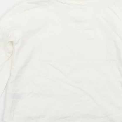 Dunnes Stores Girls Ivory  Cotton Basic T-Shirt Size 3 Years Crew Neck  - Queen