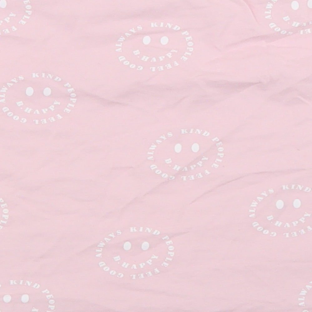 George Girls Pink Geometric Cotton Cropped T-Shirt Size 5-6 Years Crew Neck  - Smiley Face