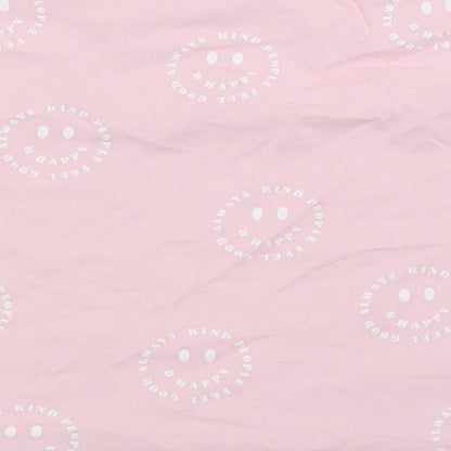 George Girls Pink Geometric Cotton Cropped T-Shirt Size 5-6 Years Crew Neck  - Smiley Face