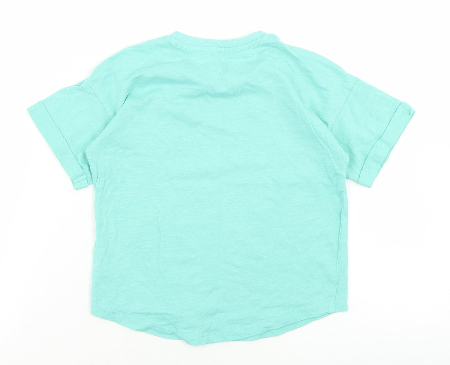 Matalan Girls Blue  Cotton Basic T-Shirt Size 5-6 Years Crew Neck  - Chest Pocket