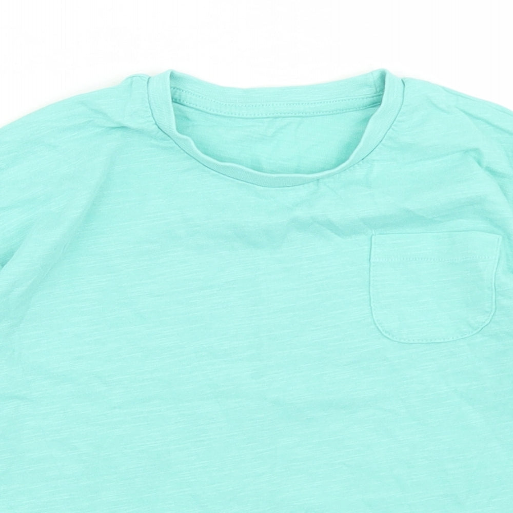 Matalan Girls Blue  Cotton Basic T-Shirt Size 5-6 Years Crew Neck  - Chest Pocket