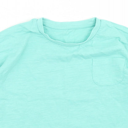 Matalan Girls Blue  Cotton Basic T-Shirt Size 5-6 Years Crew Neck  - Chest Pocket