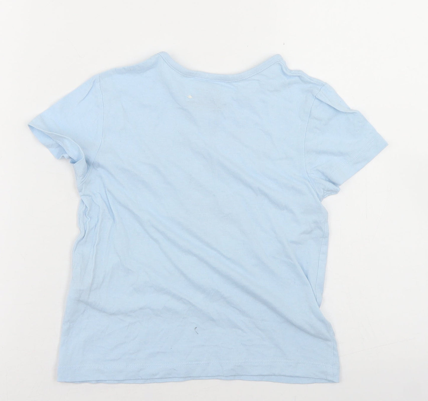 Primark Girls Blue  Cotton Basic T-Shirt Size 5-6 Years Crew Neck  - Dream