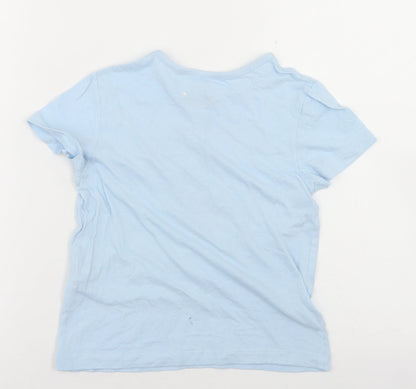 Primark Girls Blue  Cotton Basic T-Shirt Size 5-6 Years Crew Neck  - Dream