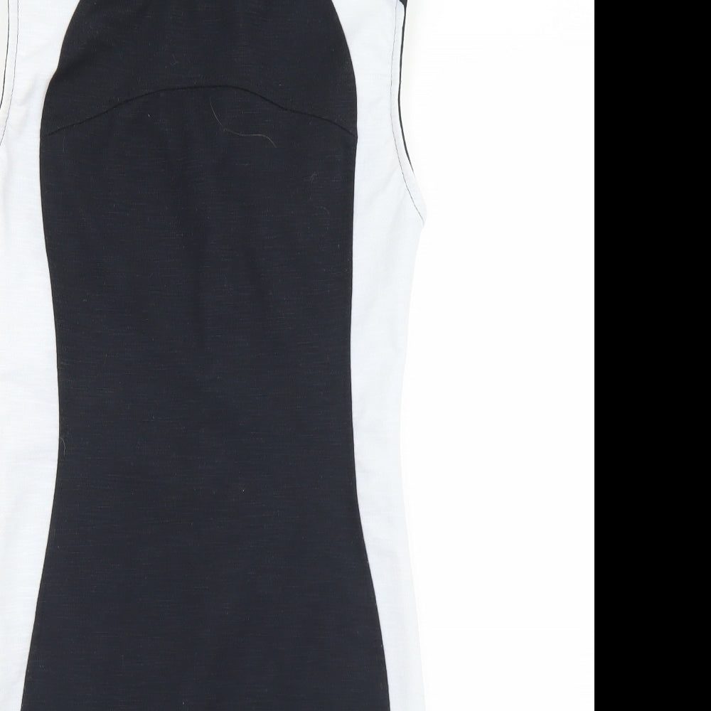 Pull&Bear Womens Black Colourblock Polyester Bodycon  Size L  Round Neck Zip