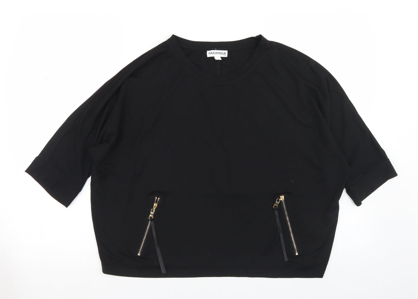Womens UK Size M Paramour Black Cropped T-Shirt