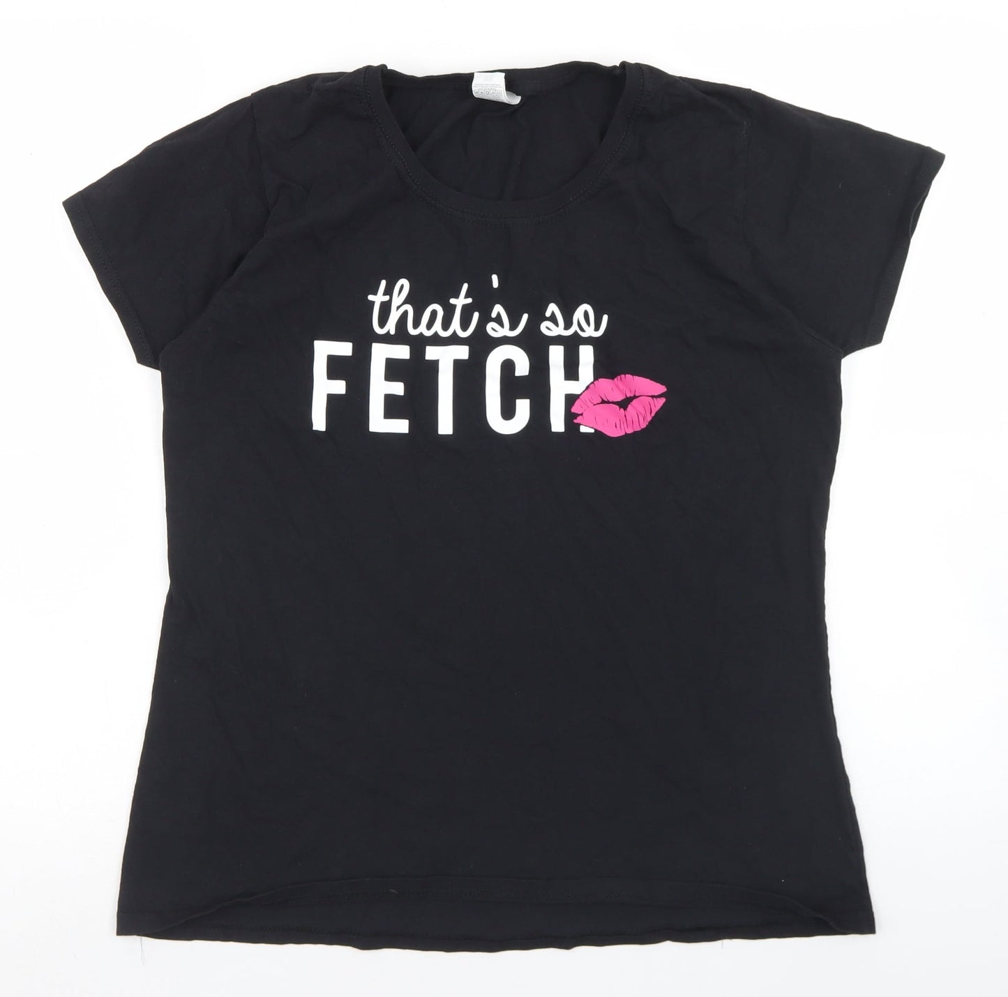 Womens UK Size XL Fruit of the Loom Black Basic T-Shirt