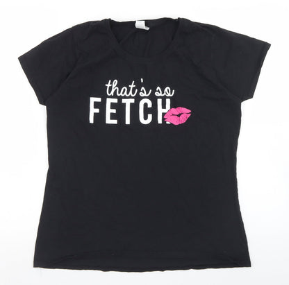 Womens UK Size XL Fruit of the Loom Black Basic T-Shirt
