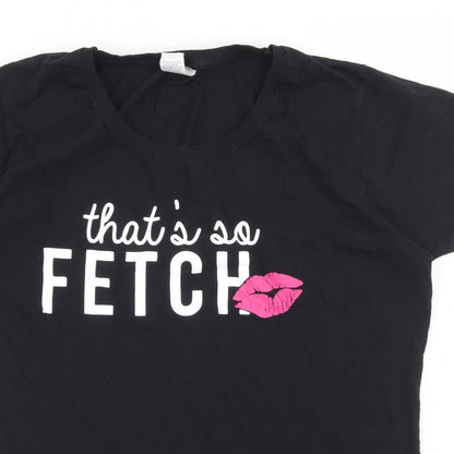 Womens UK Size XL Fruit of the Loom Black Basic T-Shirt