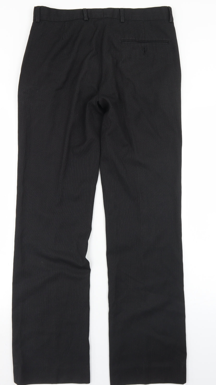 New Look Womens Black Striped Polyester Dress Pants Trousers Size 30 in L31 in Regular Button