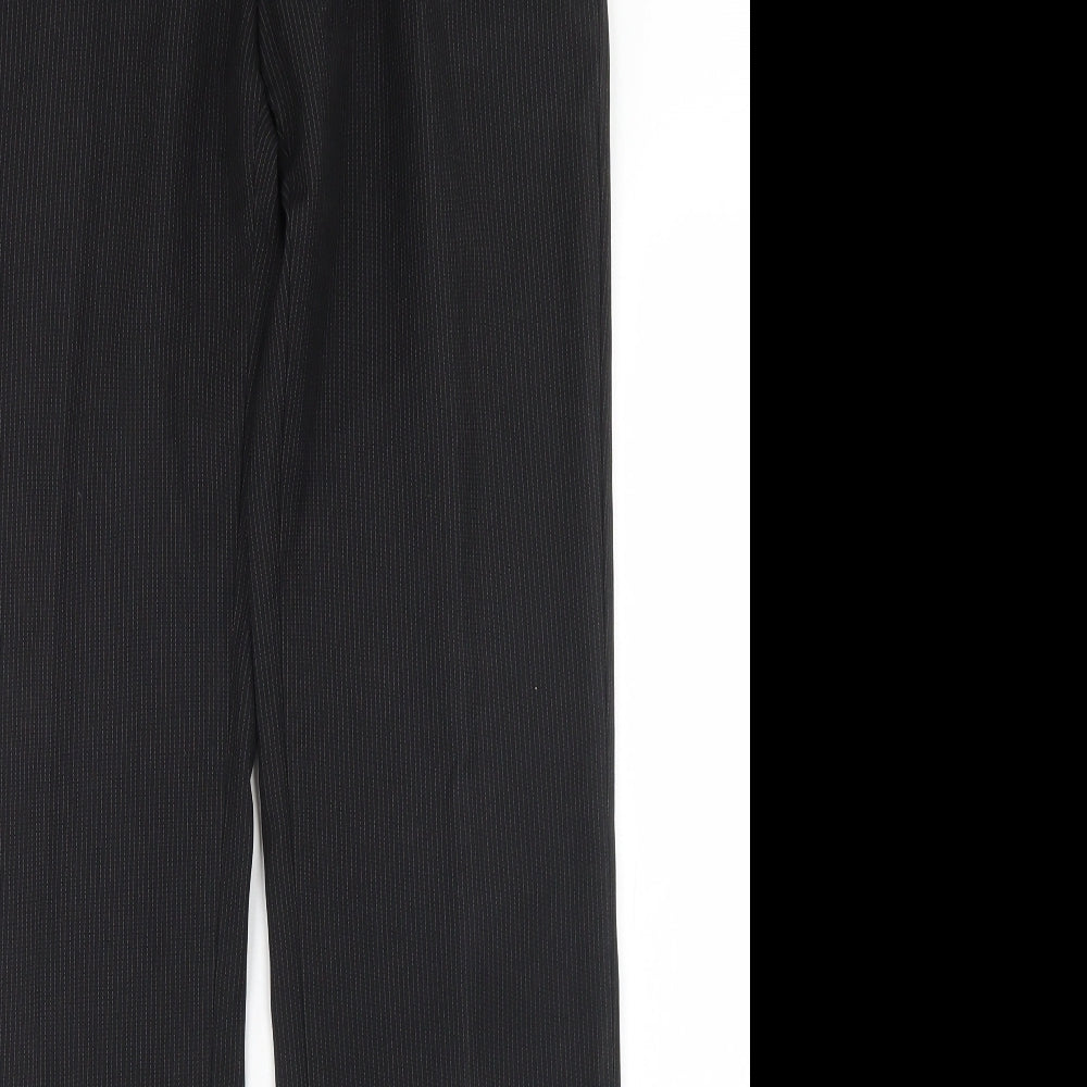 New Look Womens Black Striped Polyester Dress Pants Trousers Size 30 in L31 in Regular Button
