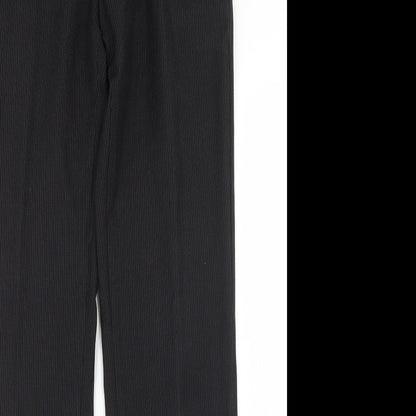 New Look Womens Black Striped Polyester Dress Pants Trousers Size 30 in L31 in Regular Button