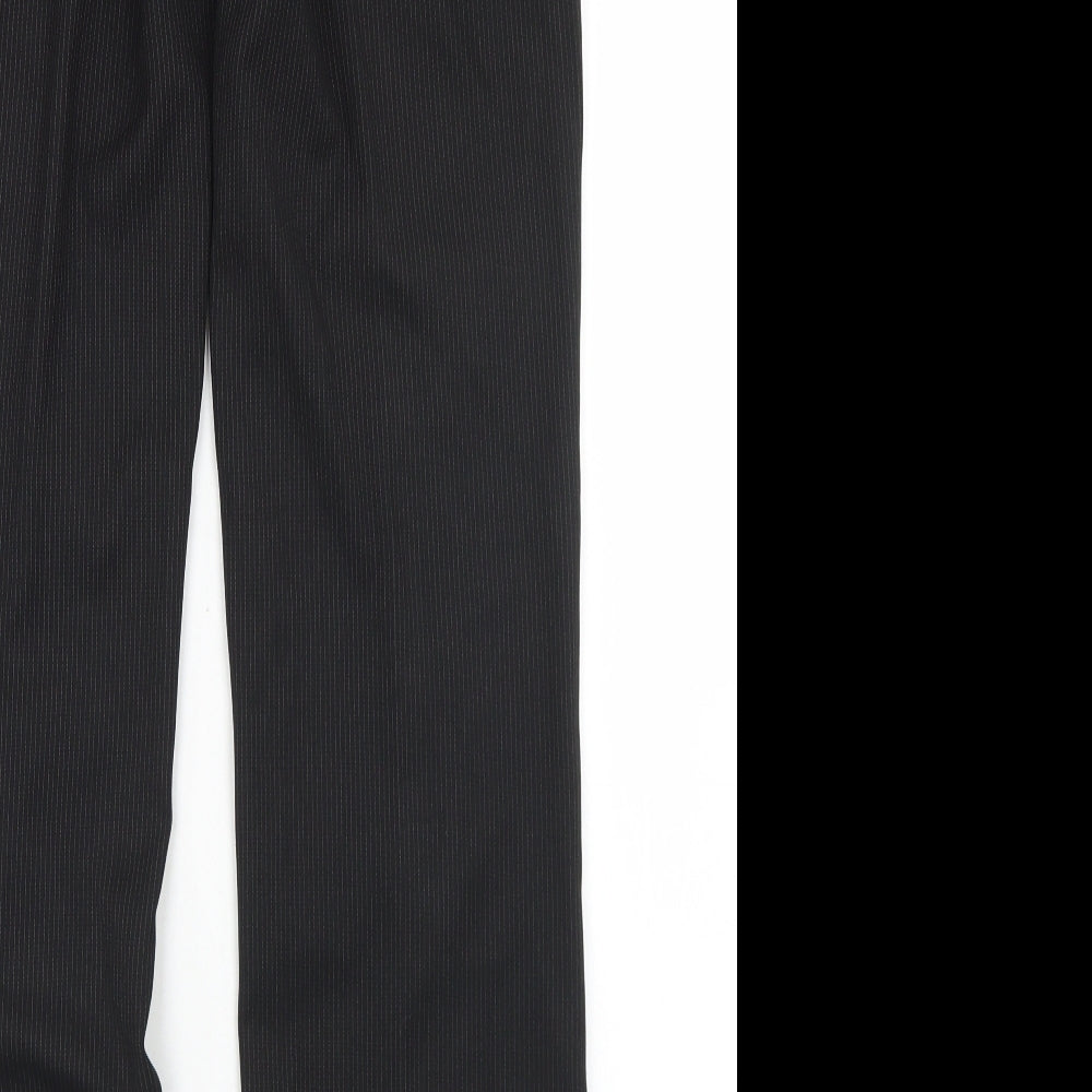 New Look Womens Black Striped Polyester Dress Pants Trousers Size 30 in L31 in Regular Button