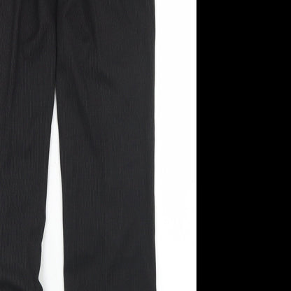 New Look Womens Black Striped Polyester Dress Pants Trousers Size 30 in L31 in Regular Button