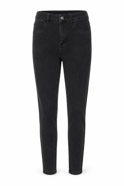 Front view of SHEIN women’s black cotton skinny jeans, size XS, 25-inch leg regular button