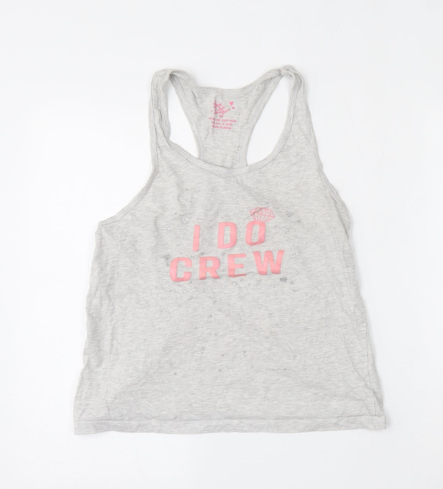 Primark Womens Grey  Cotton Basic Tank Size 6 Round Neck - Wedding/Stag